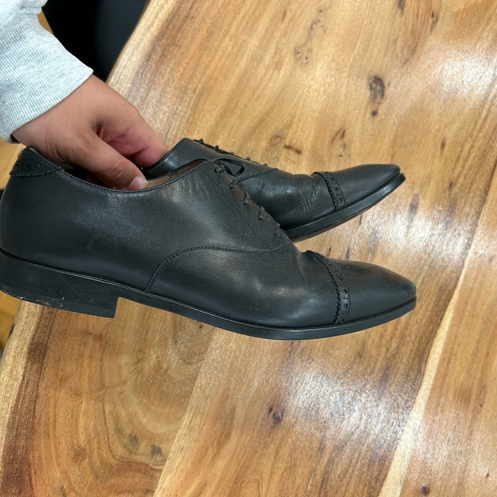 Salvatore Ferragamo Black Leather Oxfords